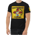 Maglietta da uomo Valstrend con logo di pesca in stile southwestern, tessuto morbido e dettagli colorati, vista frontale.