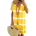 Vestito corto con maniche a T-shirt tie-dye da donna Valstrend, fantasia colorata e stile casual.
