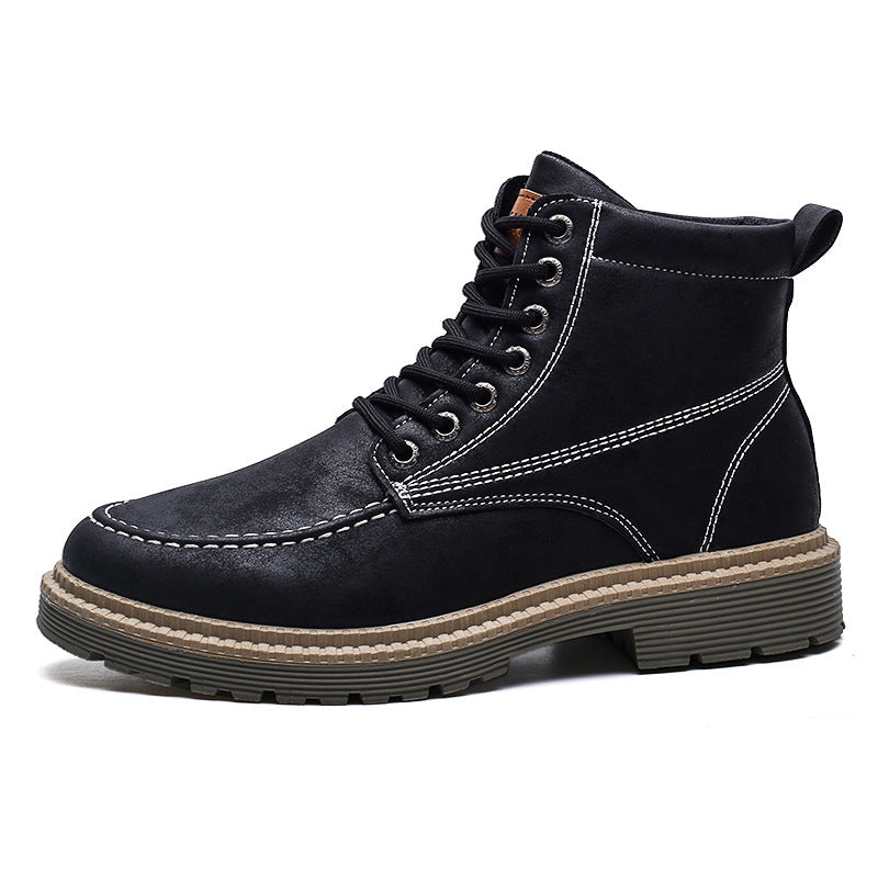 Stivali casual da uomo Valstrend in pelle con design retrò, stile trendy e moderno, ideali per un look casual e alla moda.
