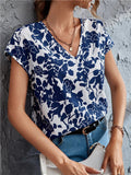 Maglietta corta con scollo a V, stampa europea e americana, maniche corte, brand Valstrend, stile fashion casual.