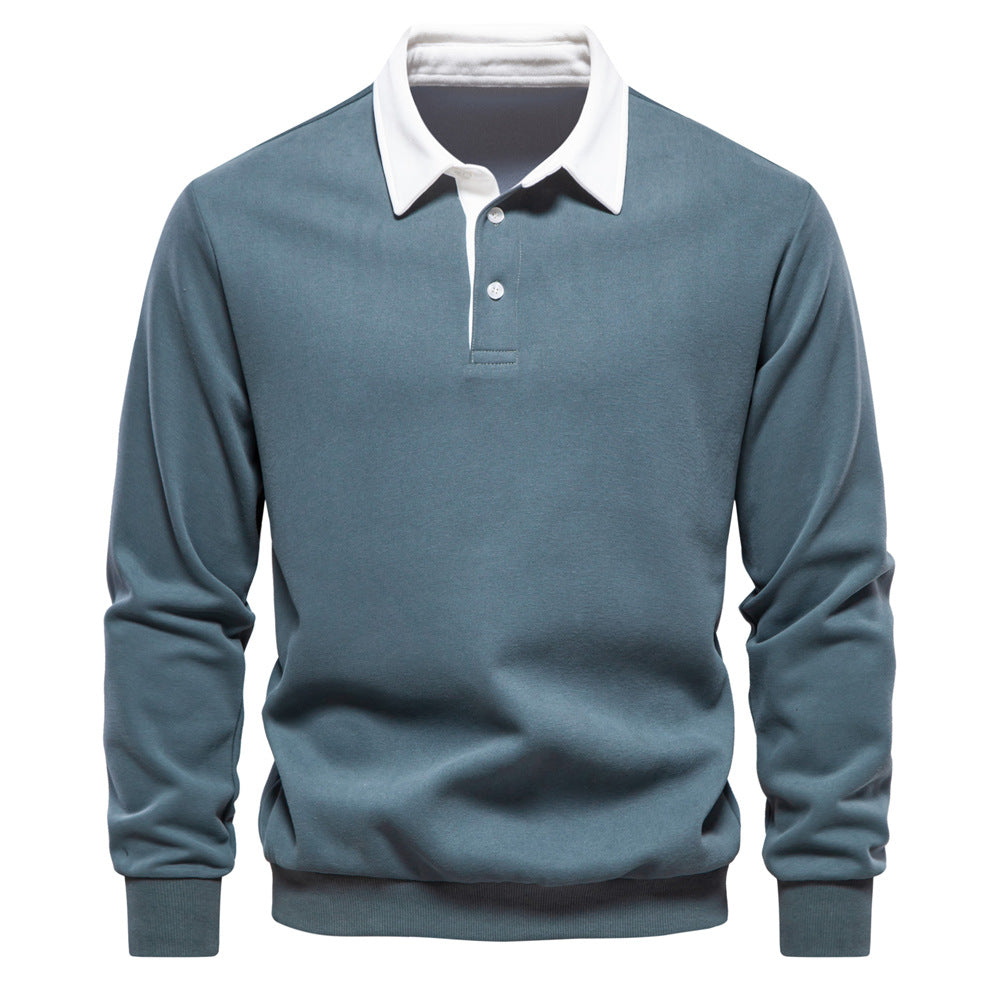 Felpa con cappuccio e colletto polo a maniche lunghe Valstrend, stile europeo, tessuto morbido e moderno.