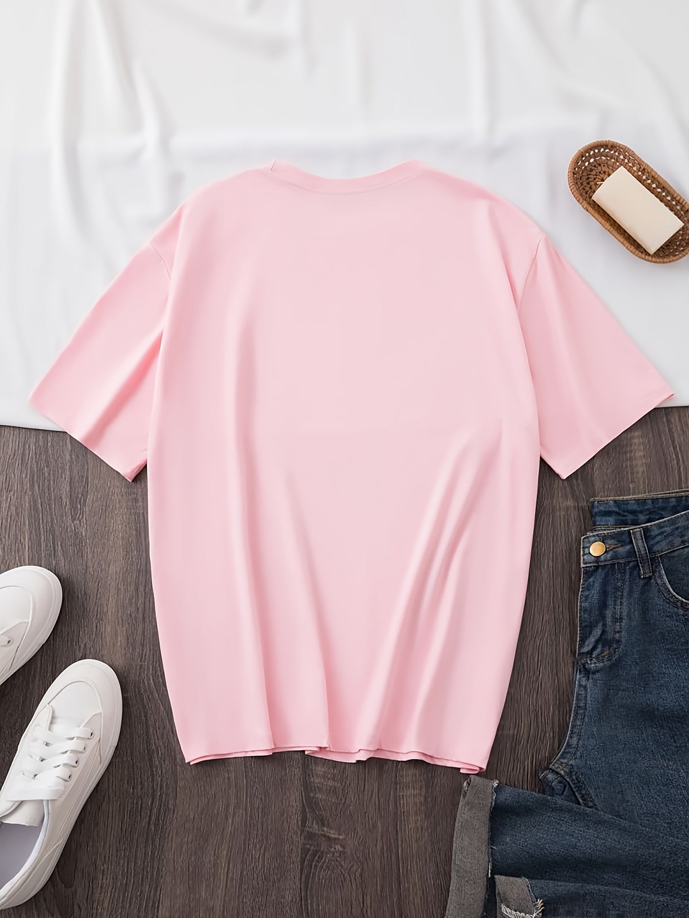 T-shirt con stampa labbra Valstrend, maglietta casual a maniche corte per donna, ideale per primavera ed estate.
