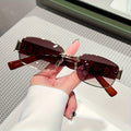 Chic Women's Oval Gradient Brown Fashion Glasses - Metal Frame, Anti-Reflective Lens for Hiking & Fashion