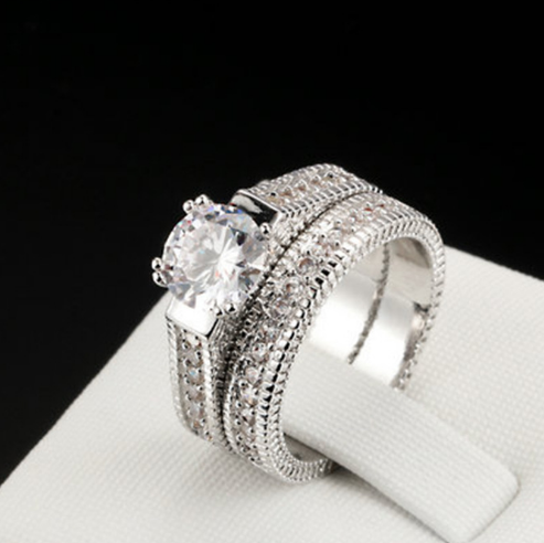 Fedi nuziali europee e americane Valstrend con diamanti, anello di gioielleria elegante e lucente per fidanzamento.