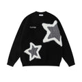 Maglione girocollo in jacquard con motivo flocking hip hop, marca Valstrend shop, tessuto morbido e stile casual.