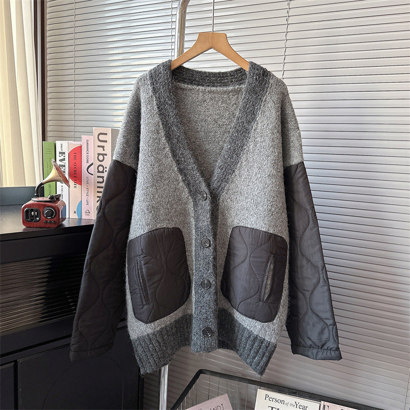 Cappotto donna Valstrend in stile retrò con blocchi di colore, caldo e alla moda, con dettagli colorati e taglio oversize.