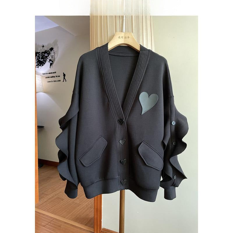 Giacca casual femminile Valstrend con maniche di pizzo morbido e sciolto, stile rilassato e femminile.