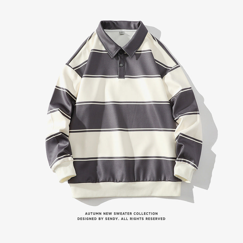 Men's Youth Fashion Contrast Color Casual Striped Sweater