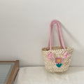 Borsa messenger per bambini in paglia fatta a mano, maglia traspirante e colorata, con tracolla regolabile in stile artigianale Valstrend shop.