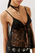 Canotta di pizzo trasparente Valstrend, top femminile in pizzo con dettagli eleganti e tessuto leggero.
