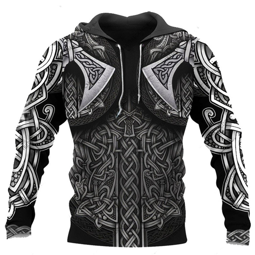 Felpa con cappuccio da uomo Valstrend, felpa con cappuccio stile vichingo, tessuto morbido e comodo, colore nero.