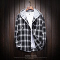 Hooded Plaid Shirt Loose Plus Size Casual Coat