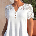 Maglietta a maniche corte plus size in maglia con pizzo Valstrend donna, tessuto ricamato e stile casual elegante.