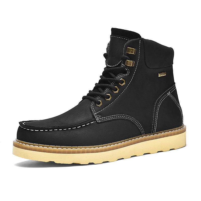 Stivali da lavoro in pelle di alta qualità da uomo Valstrend, stile casual britannico, con suola robusta e design elegante.