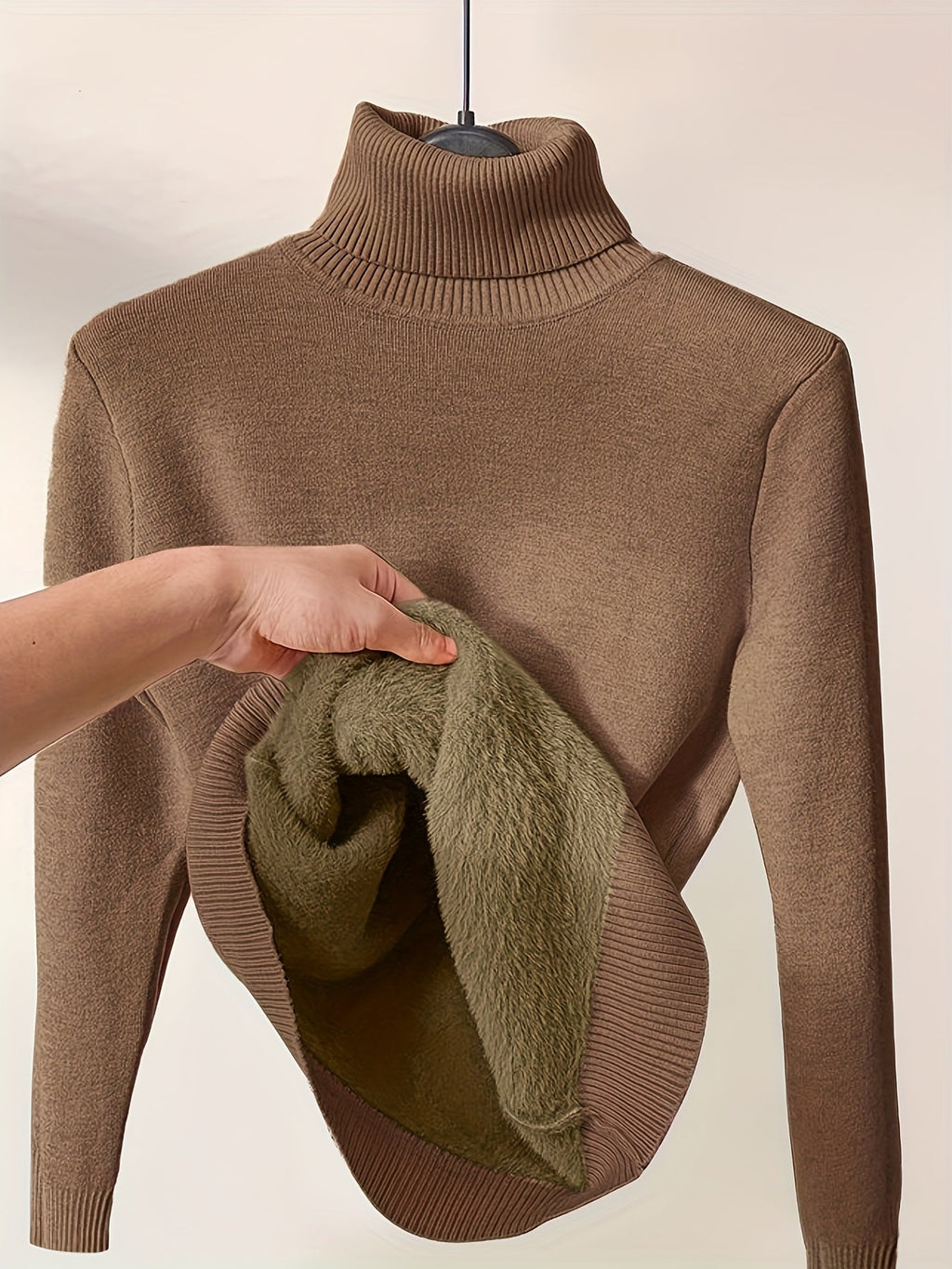Maglione donna a collo alto in cotone termico Valstrend, maglione casual a maniche lunghe per autunno e inverno.