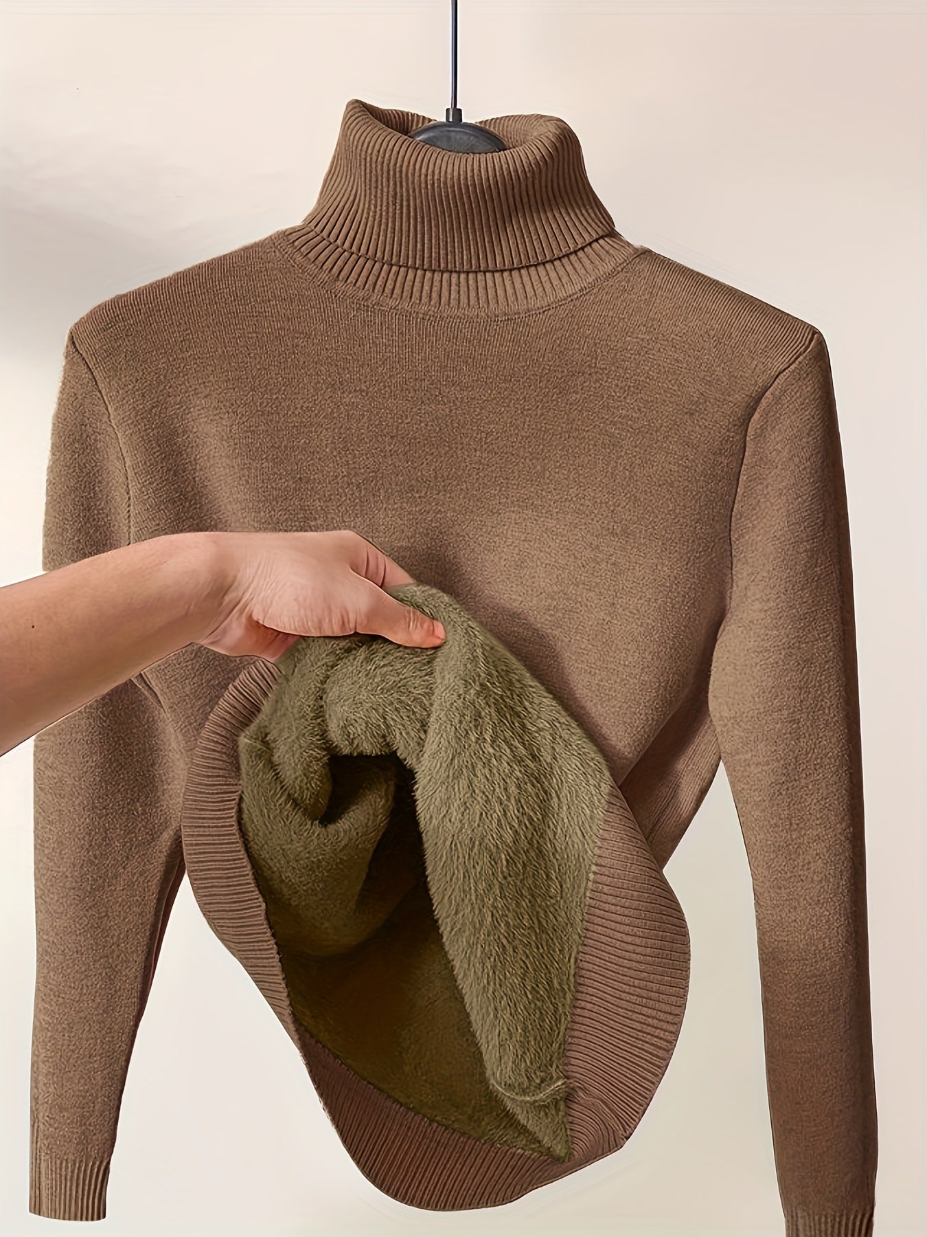 Maglione donna a collo alto in cotone termico Valstrend, maglione casual a maniche lunghe per autunno e inverno.