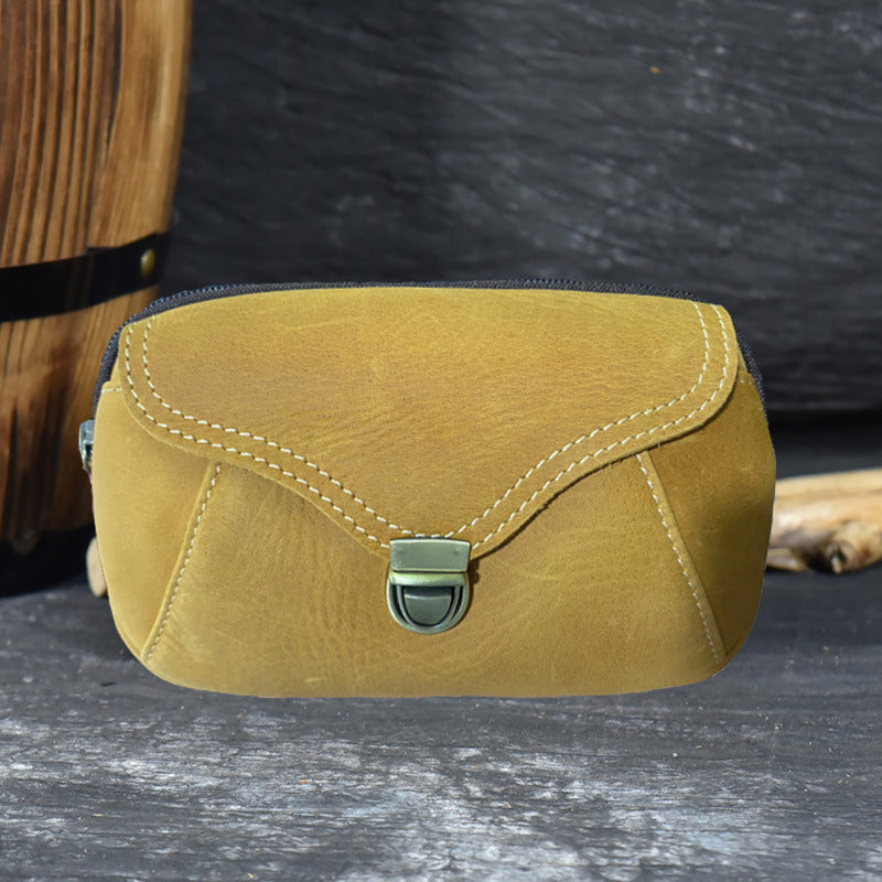 Marsupio uomo in vera pelle di mucca Valstrend, stile retrò con scomparto per cellulare, in pelle autentica e resistente.