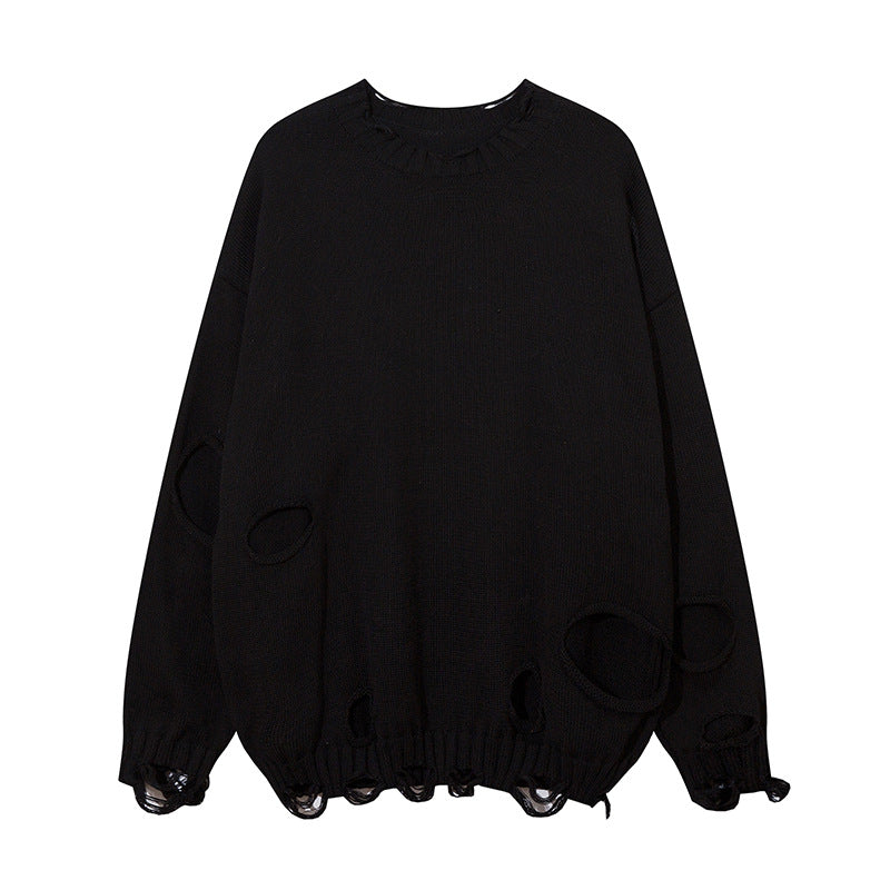 Pullover da uomo Valstrend shop a tinta unita con strappi, tessuto morbido e stile casual, perfetto per look comodi e moderni.