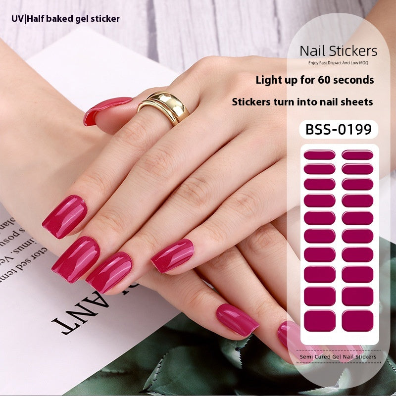 Pure Color Gel Nail Sticker Uv Phototherapy Semi-curing Nail Art Sticker