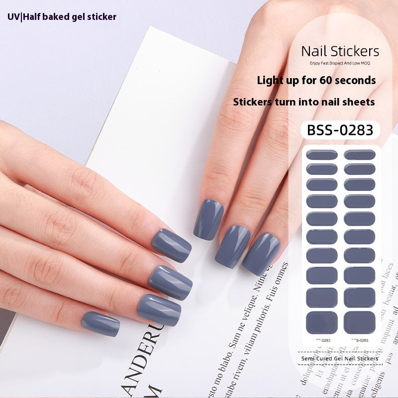 Pure Color Gel Nail Sticker Uv Phototherapy Semi-curing Nail Art Sticker