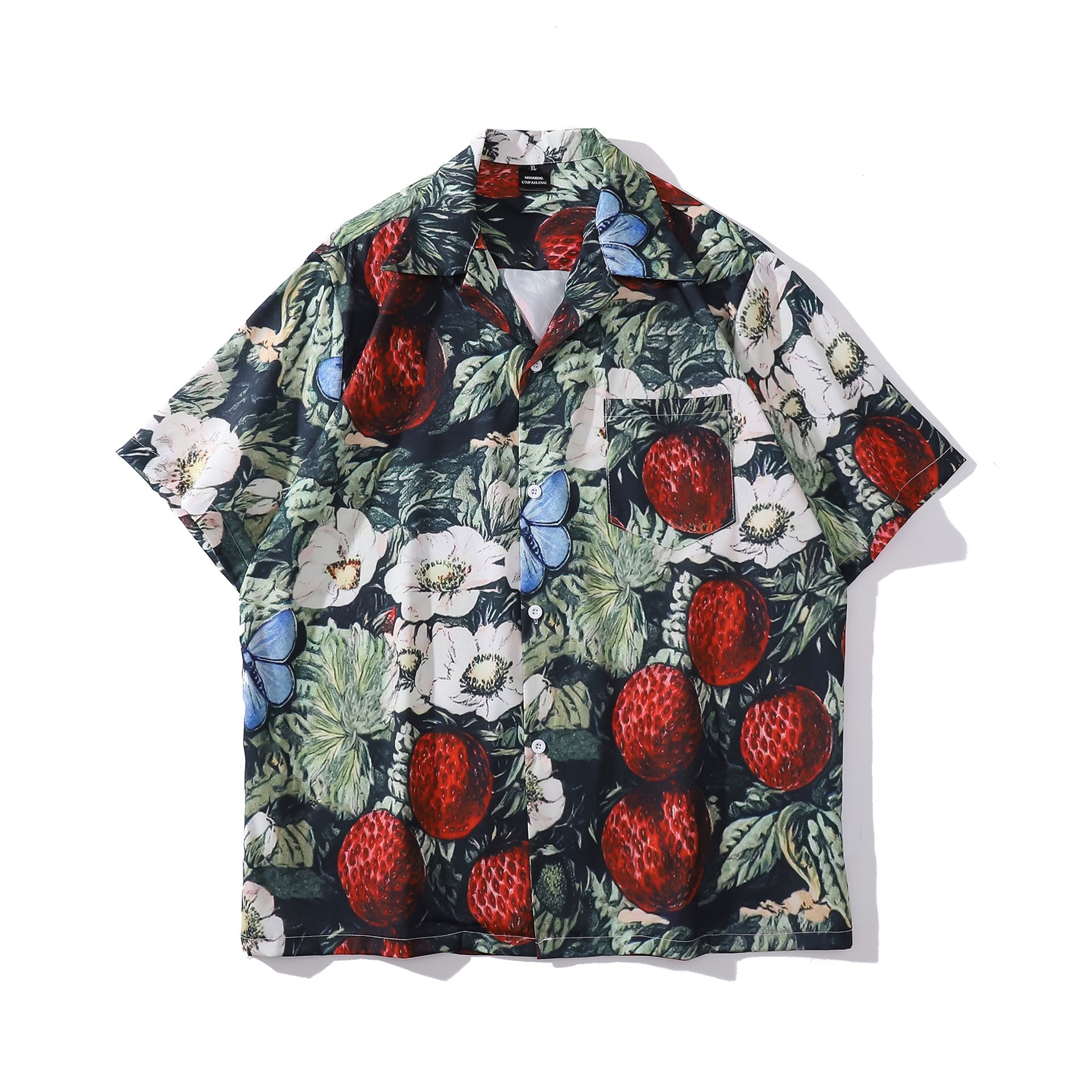Cuban Collar New Vintage Casual Short Sleeve Printed Shirt Men And Women
