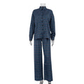 Printed Long Sleeve Lapel Shirt Drooping Wide-leg Pants Fashion Two-piece Suit