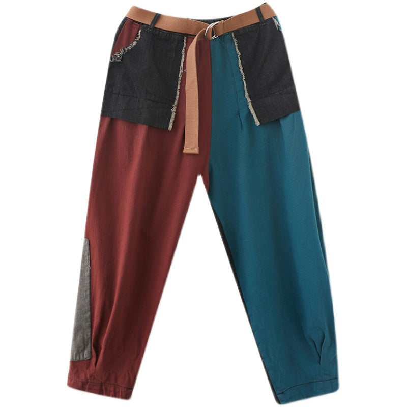 Jeans donna Valstrend con cuciture a contrasto, stile casual, tessuto denim, dettagli di moda e taglio classico.