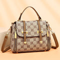 Vintage Elegant Pattern Shoulder Bag, Middle Aged Style Flap Top Handle Satchel Bag For Women