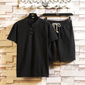 Shorts da uomo in lino Valstrend, stile chino, con girovita elasticizzato e tasche, ideale per abbigliamento estivo casual.