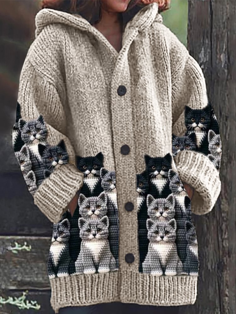 Halloween Animal Print Casual Hooded Cape Coat