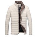Cappotto imbottito in cotone medio lunghezza da uomo, stile coreano, colletto alla stand-up e vestibilità slim, caldo e elegante.