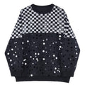 Heavy Process Sequin Embroidery Patchwork Pullover