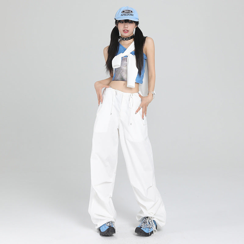 Pantaloni donna Valstrend in stile casual largo a vita alta, morbidi e con gamba ampia, ideali per look comodi e alla moda