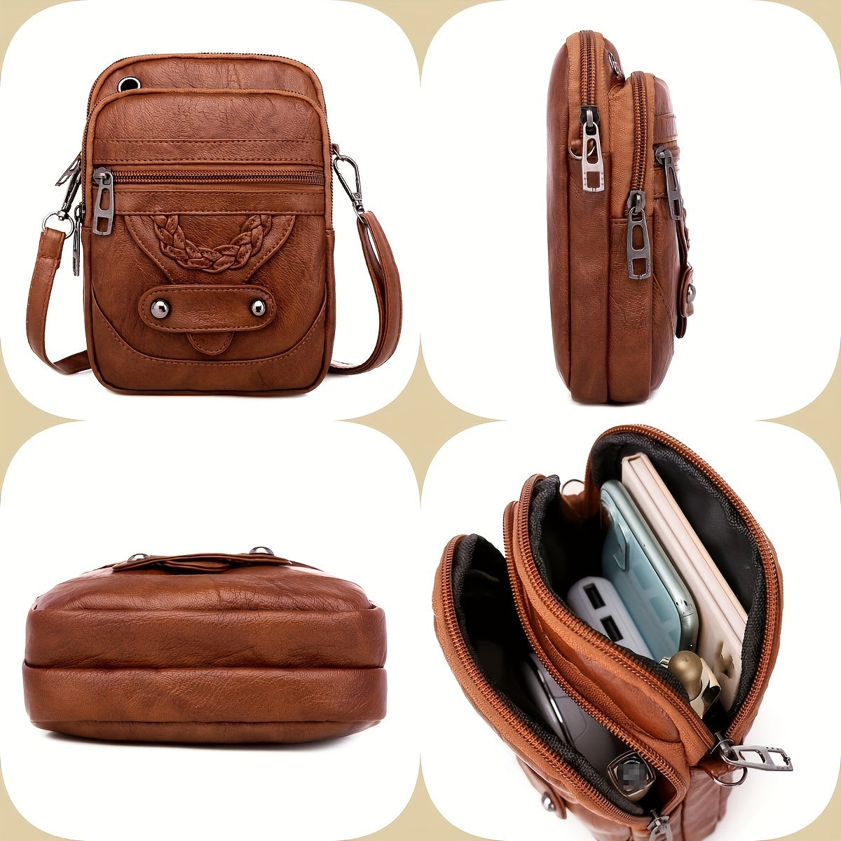 Borsa a tracolla mini chic Valstrend per donna in eco-pelle con colore solido, tracolla regolabile e chiusura a zip, ideale per uso quotidiano