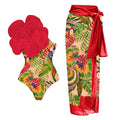 Costume intero da donna Valstrend con fiore grande 3D decorativo, perfetto per l’estate e il mare