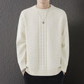 Maglione da uomo a girocollo in maglia di Valstrend, colore neutro, con maniche lunghe e vestibilità comoda.