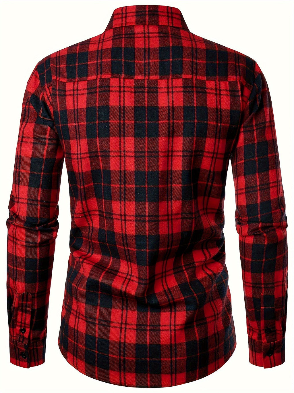 Camicia da uomo a quadri Valstrend, maniche lunghe, bottoni, tasche con pattina, stile classico casual per primavera e autunno.