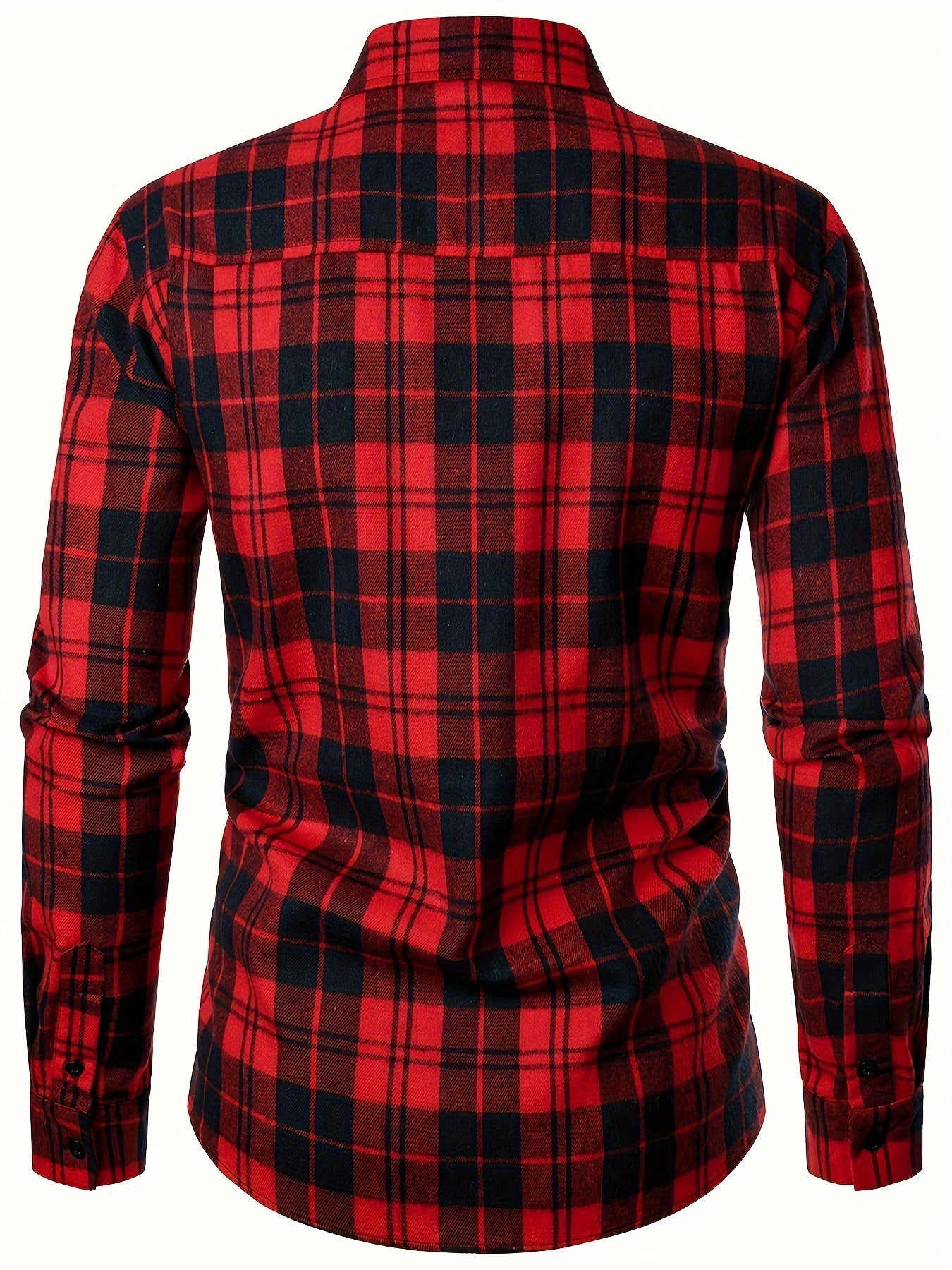 Camicia da uomo a quadri Valstrend, maniche lunghe, bottoni, tasche con pattina, stile classico casual per primavera e autunno.