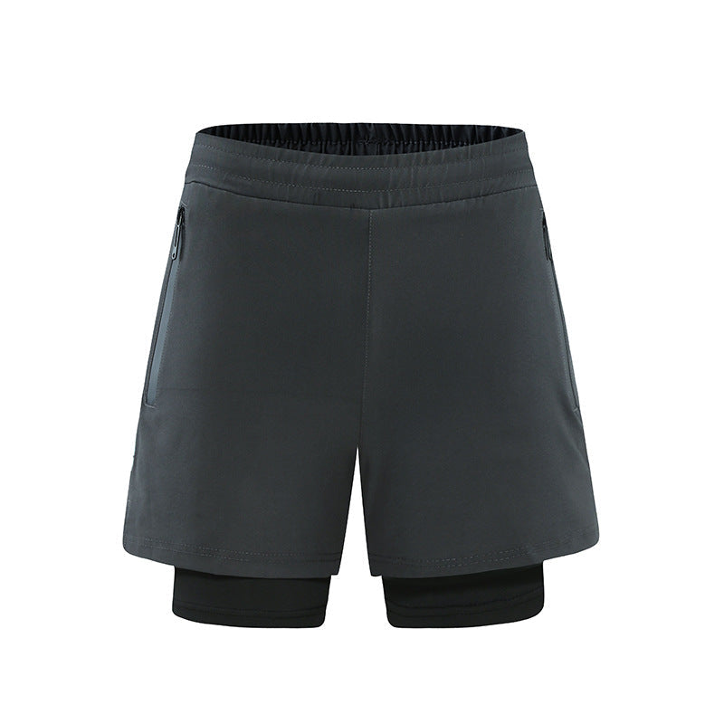 Pantaloncini da corsa da uomo Valstrend, due pezzi sportivi fake, tessuto traspirante e comodo per allenamenti all'aperto