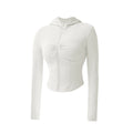 Giacca sportiva con cappuccio slim fit per donna di Valstrend, ideale per corsa e allenamenti in primavera e autunno.