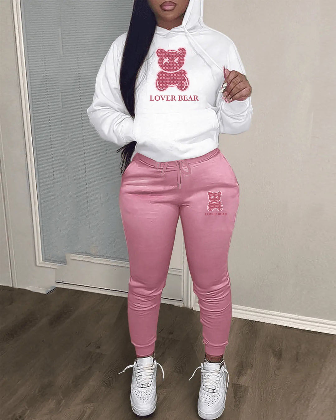 Felpa con cappuccio e pantaloni sportivi donna Valstrend, set da viaggio con design moderno e comfort, colore neutro.