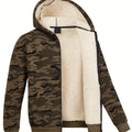 Giacca in pile caldo con cappuccio mimetico, giacca casual uomo Valstrend con zip, ideale per autunno e inverno