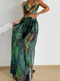 Costume da bagno intero tre pezzi con blusa, gonna in garza e stampa, donna, marchio Valstrend Shop