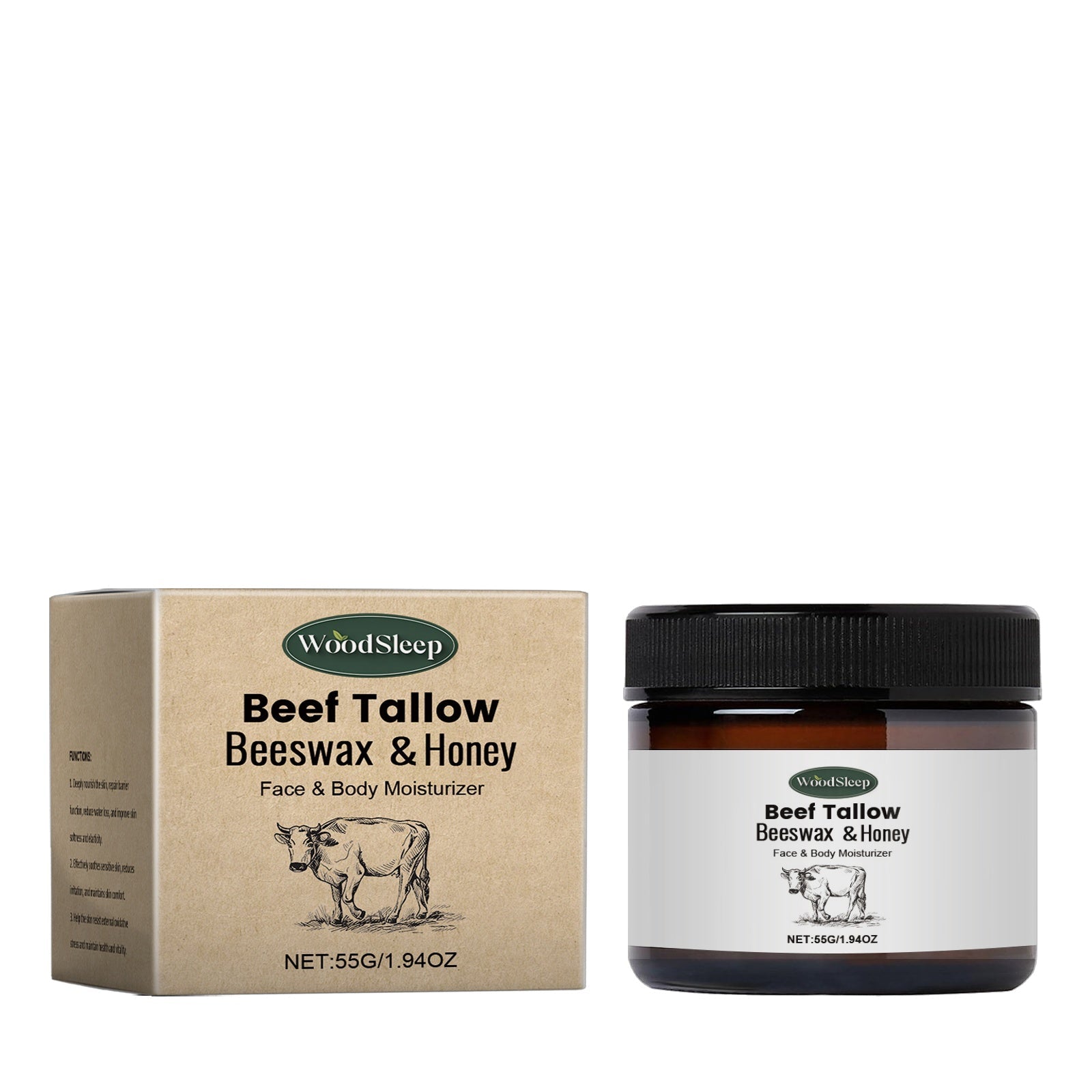 Crema idratante al grasso di mucca Valstrend, confezione con vasetto di crema viso idratante e nutriente naturale.