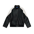 Giacca in pelle vintage da uomo Valstrend con patchwork sciolto, stile casual e vintage, dettagli di cuciture e look originale