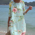 Vestito da donna Valstrend con stampa floreale, scollo rotondo e vestibilità comoda, perfetto per occasioni estive.
