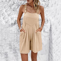 Shorts da donna Valstrend con bretelle, colore uniforme, tessuto leggero e stile casual per un look alla moda.
