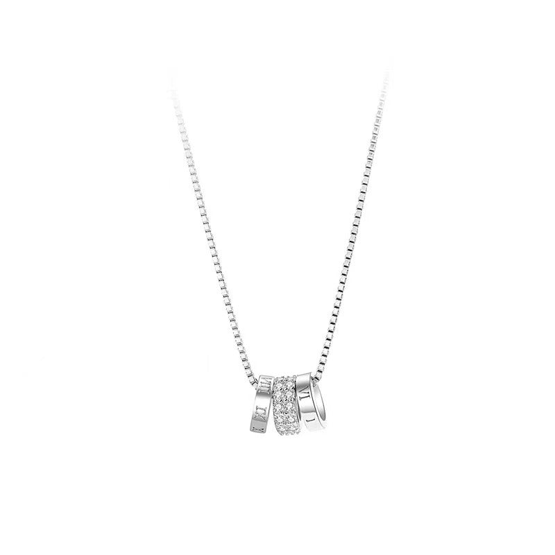 S925 Sterling Silver Roman Numeral Round Pendant Necklace