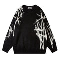 Graffiti Embroidered Crew Neck Sweater Men's Hip Hop Design Pullover Sweater