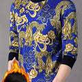 Maglione da uomo Valstrend con stampa drago, interno felpato, collo rotondo, ideale per autunno e inverno, lavabile in lavatrice